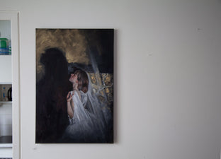 Original art for sale at UGallery.com | Clemence in Gold by John Kelly | $3,150 | oil painting | 29' h x 19.5' w | photo 3