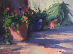 Original art for sale at UGallery.com | Garden's Corner by Claudia Verciani | $875 | oil painting | 12' h x 16' w | photo 1