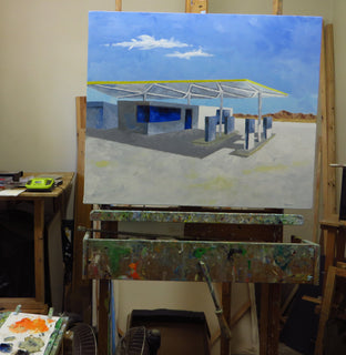 Original art for sale at UGallery.com | William Cody Gas Station #2 by Mitchell Freifeld | $475 | oil painting | 25' h x 30' w | photo 3