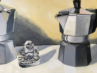 Original art for sale at UGallery.com | Coffee Bliss by Rachel Srinivasan | $450 | oil painting | 14' h x 18' w | photo 4
