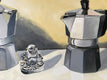 Original art for sale at UGallery.com | Coffee Bliss by Rachel Srinivasan | $450 | oil painting | 14' h x 18' w | thumbnail 4