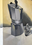 Original art for sale at UGallery.com | Coffee Bliss by Rachel Srinivasan | $450 | oil painting | 14' h x 18' w | thumbnail 2