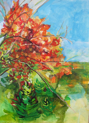 Original art for sale at UGallery.com | Fall Blossoms by Colette Wirz Nauke | $525 | acrylic painting | 16' h x 12' w | photo 1