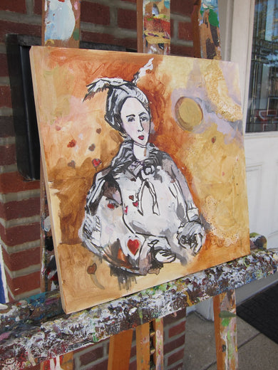 Hearts on Her Sleeve by Colette Wirz Nauke |  Side View of Artwork 