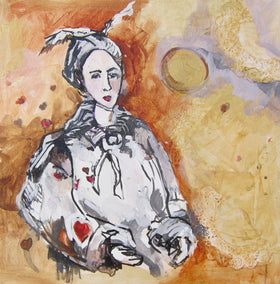 mixed media artwork by Colette Wirz Nauke titled Hearts on Her Sleeve
