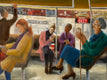 Original art for sale at UGallery.com | Bus People by Connie Millholland | $975 | oil painting | 18' h x 24' w | thumbnail 1