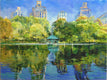 Original art for sale at UGallery.com | October at Conservatory Pond by Onelio Marrero | $1,025 | oil painting | 18' h x 24' w | thumbnail 1
