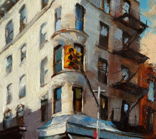 Original art for sale at UGallery.com | Corner Bistro in the West Village by Jonelle Summerfield | $500 | oil painting | 14' h x 11' w | photo 3