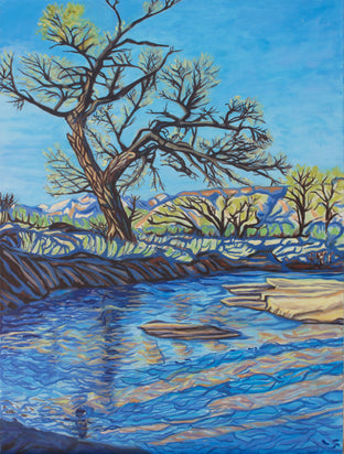 Original art for sale at UGallery.com | Cottonwood Canyon by Crystal DiPietro | $1,300 | oil painting | 24' h x 18' w | photo 1