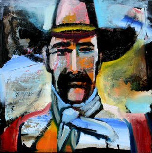 Original art for sale at UGallery.com | Cowboy 3- Pink Hat by Scott Dykema | $1,075 | mixed media artwork | 18' h x 18' w | photo 1