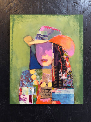 Original art for sale at UGallery.com | Patchwork Cowgirl (Study) by Darlene McElroy | $425 | mixed media artwork | 10' h x 8' w | photo 4