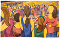 Original art for sale at UGallery.com | Group of Girls at the Dance Party by Javier Ortas | $3,050 | watercolor painting | 27.55' h x 39.37' w | thumbnail 1
