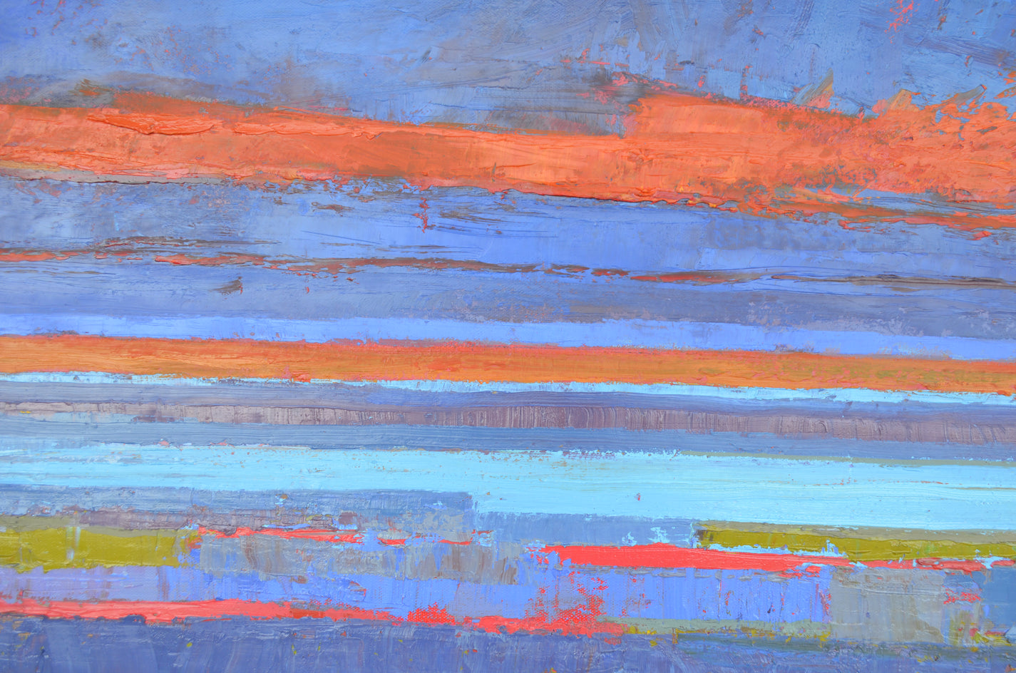 Ice Blue Lake and the Horizon by Srinivas Kathoju |  Closeup View of Artwork 