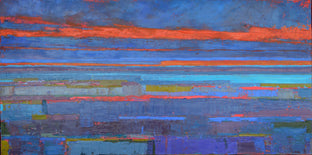 Original art for sale at UGallery.com | Ice Blue Lake and the Horizon by Srinivas Kathoju | $3,275 | oil painting | 24' h x 48' w | photo 1