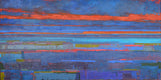 Original art for sale at UGallery.com | Ice Blue Lake and the Horizon by Srinivas Kathoju | $3,275 | oil painting | 24' h x 48' w | thumbnail 1