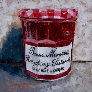 Original art for sale at UGallery.com | Bonne Maman Raspberry Preserves by Karen Barton | $375 | oil painting | 8' h x 8' w | photo 1