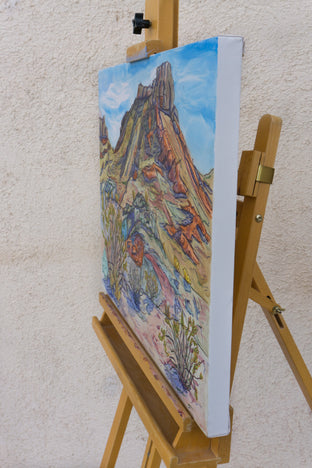Small Butte with Creosote by Crystal DiPietro |  Side View of Artwork 