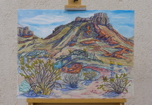 Small Butte with Creosote by Crystal DiPietro |  Context View of Artwork 