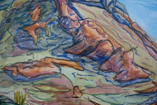 Small Butte with Creosote by Crystal DiPietro |   Closeup View of Artwork 