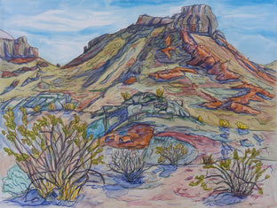 Small Butte with Creosote by Crystal DiPietro |  Artwork Main Image 