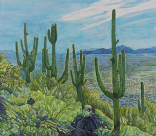 Original art for sale at UGallery.com | Sonoran Sentinels by Crystal DiPietro | $5,300 | mixed media artwork | 36' h x 42' w | photo 1