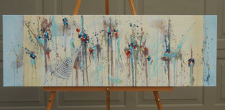 Original art for sale at UGallery.com | Circus of Invention by Cynthia Ligeros | $1,075 | oil painting | 12' h x 36' w | thumbnail 3