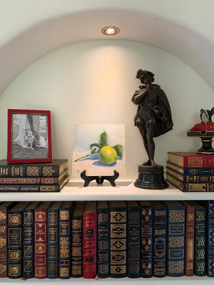 Original art for sale at UGallery.com | Single Lime on a Branch by Malia Pettit | $425 | oil painting | 8' h x 8' w | photo 3