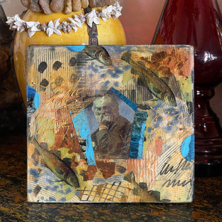 Original art for sale at UGallery.com | Fish Thoughts by Darlene McElroy | $425 | mixed media artwork | 10' h x 10' w | photo 3