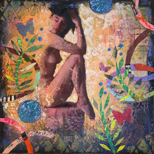 Original art for sale at UGallery.com | Garden Nymph by Darlene McElroy | $575 | mixed media artwork | 12' h x 12' w | photo 1