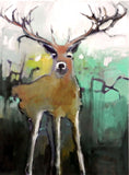 Original art for sale at UGallery.com | Deer by Mary Pratt | $2,625 | oil painting | 48' h x 36' w | thumbnail 1
