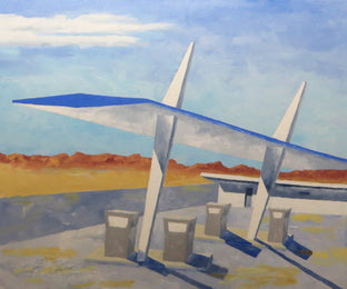Original art for sale at UGallery.com | Desert Gas Station by Mitchell Freifeld | $475 | oil painting | 25' h x 30' w | photo 1