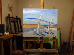 Original art for sale at UGallery.com | Desert Gas Station by Mitchell Freifeld | $475 | oil painting | 25' h x 30' w | photo 3