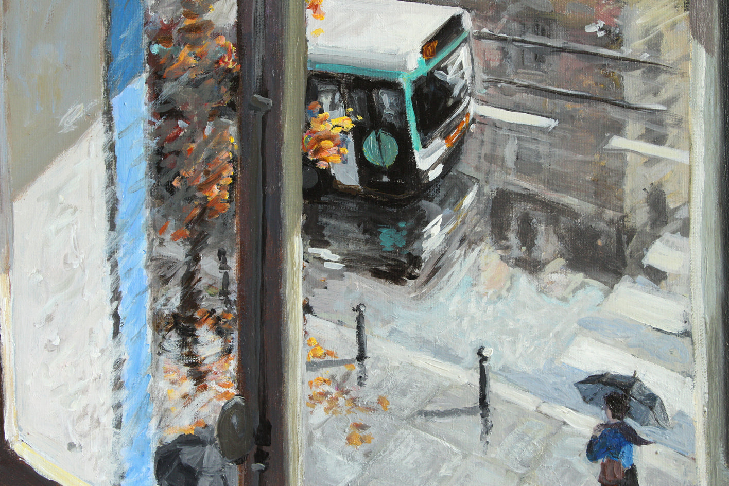 The Parisian Bus by Bertrand Girard |  Closeup View of Artwork 