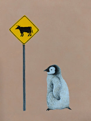 Penguin & Cow Sign by Heejin Sutton |   Closeup View of Artwork 
