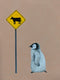 Original art for sale at UGallery.com | Penguin & Cow Sign by Heejin Sutton | $950 | mixed media artwork | 15.5' h x 13.5' w | thumbnail 4