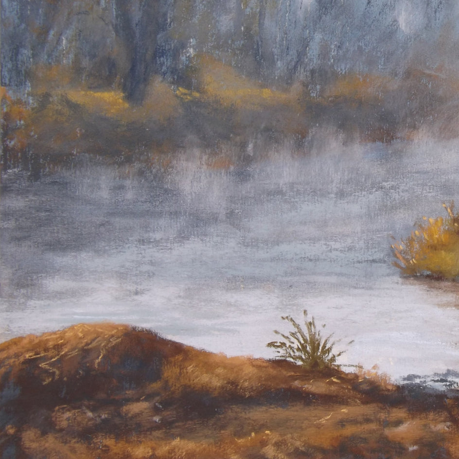 The Quiet of the River Fog by Patricia Prendergast |  Closeup View of Artwork 