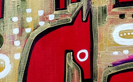 Original art for sale at UGallery.com | Four Horses by Jessica JH Roller | $575 | acrylic painting | 18' h x 18' w | thumbnail 4