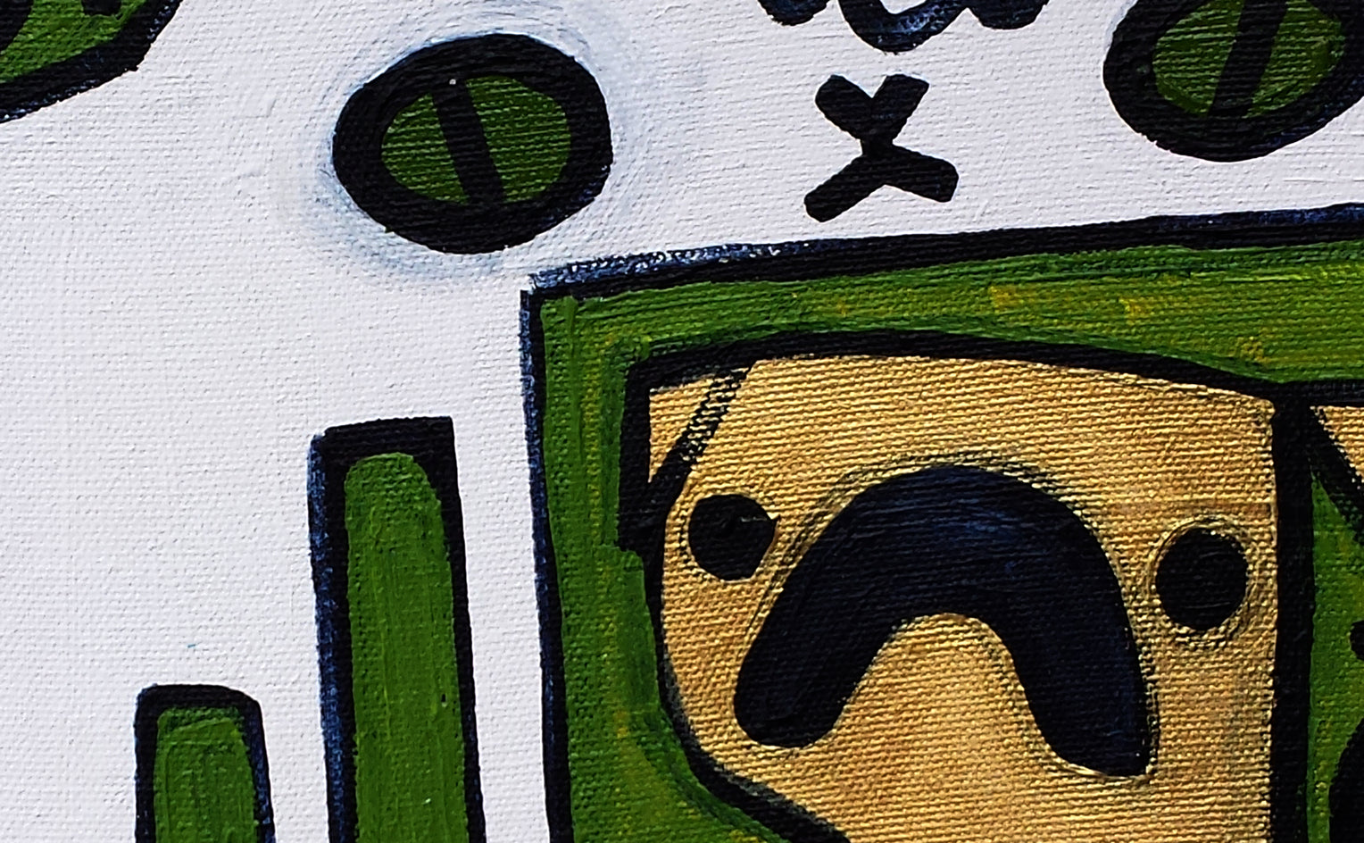 Cat and Pug by Jessica JH Roller |  Closeup View of Artwork 