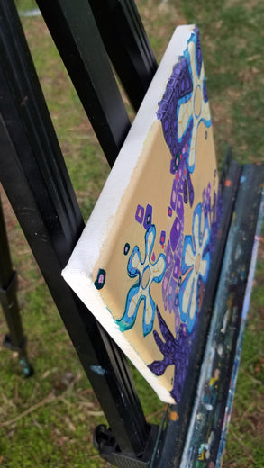 Blue Flowers by Diana Elena Chelaru |  Side View of Artwork 