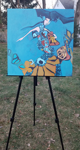 Original art for sale at UGallery.com | Fan Dancer by Diana Elena Chelaru | $850 | acrylic painting | 20' h x 20' w | photo 3