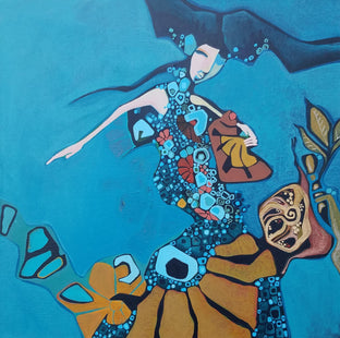 Original art for sale at UGallery.com | Fan Dancer by Diana Elena Chelaru | $850 | acrylic painting | 20' h x 20' w | photo 1