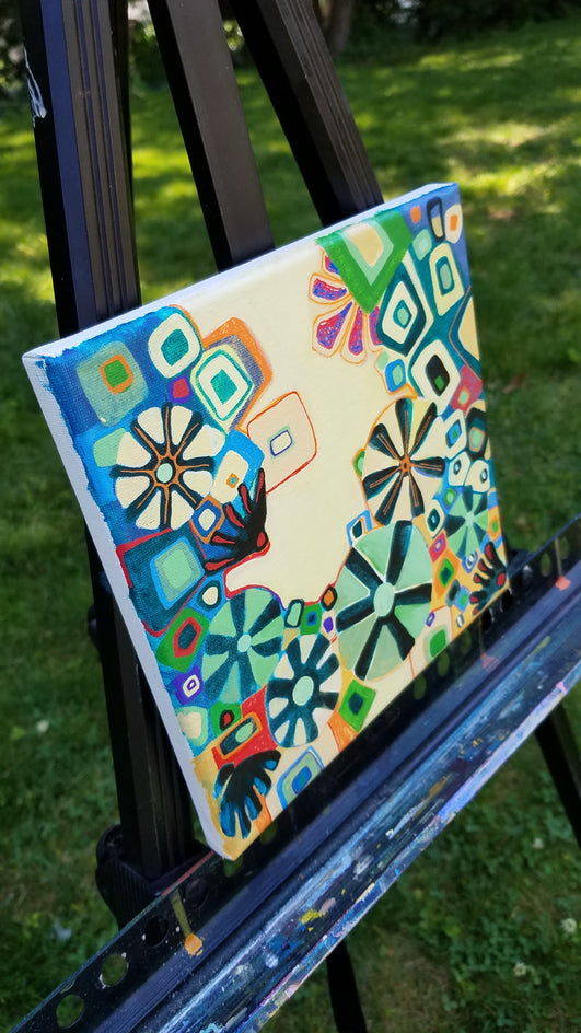 Floral Tapestry by Diana Elena Chelaru |  Side View of Artwork 