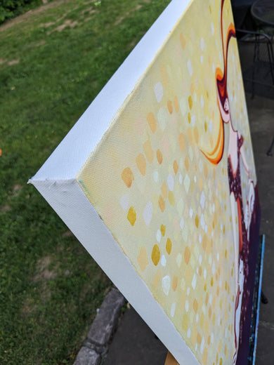 Lady with Cats by Diana Elena Chelaru |  Side View of Artwork 