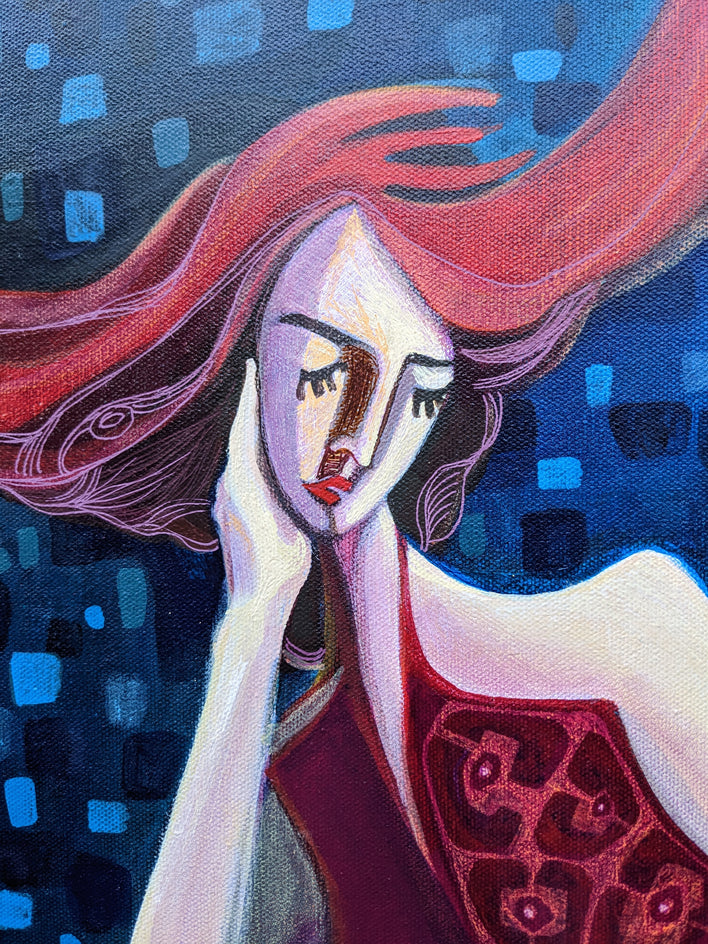 Lady with Dog by Diana Elena Chelaru |  Closeup View of Artwork 