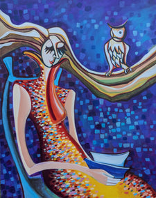 acrylic painting by Diana Elena Chelaru titled Wise Woman