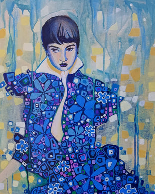 Original art for sale at UGallery.com | Woman Contemplating by Diana Elena Chelaru | $750 | acrylic painting | 20' h x 16' w | photo 1