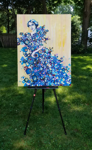 Woman in a Blue Dress by Diana Elena Chelaru |  Context View of Artwork 