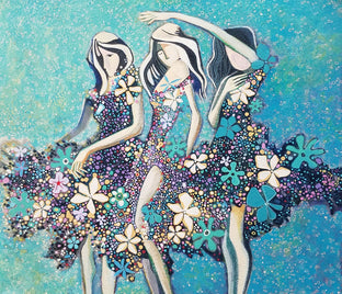 Original art for sale at UGallery.com | Beach Dancers by Diana Elena Chelaru | $1,500 | mixed media artwork | 25' h x 29' w | photo 1
