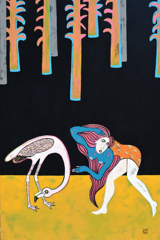 Original art for sale at UGallery.com | Flamingo Dance by Diana Rosa | $2,750 | acrylic painting | 36' h x 24' w | photo 1