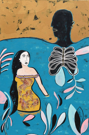 Original art for sale at UGallery.com | Swimming on You by Diana Rosa | $2,750 | acrylic painting | 36' h x 24' w | photo 1